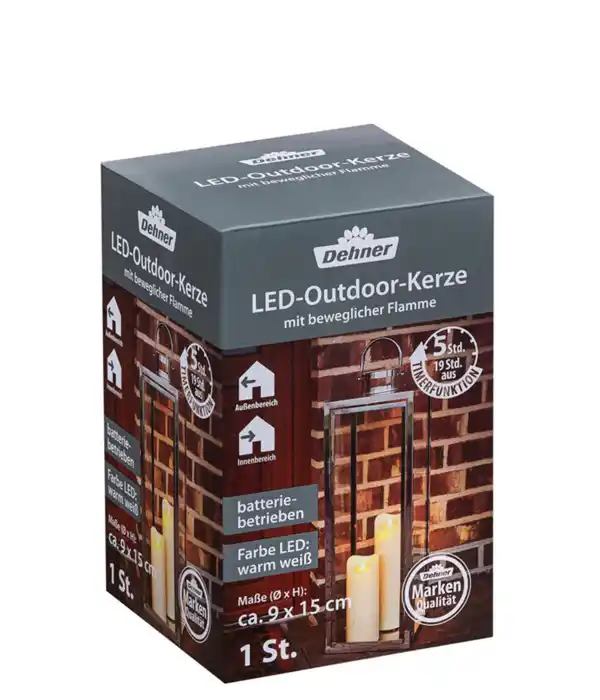 Bild 2 von Dehner LED-Outdoor-Kerze, creme, warmweiß