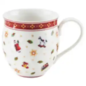 Villeroy & Boch Kaffeebecher Toy's Delight, Grün, Mehrfarbig, Rot, Weiß, Keramik, Weihnachten, 440 ml, hitzebeständig, Kaffee & Tee, Tassen, Kaffeebecher