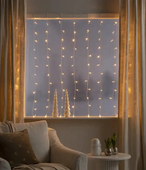 Bild 4 von Konstsmide LED-Lichtervorhang, 120 LEDs, bernsteinfarben, ca. B140/H120 cm