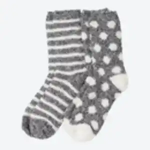 Damen-Kuschelsocken mit unterschiedlichen Musterungen, 2er-Pack, Gray