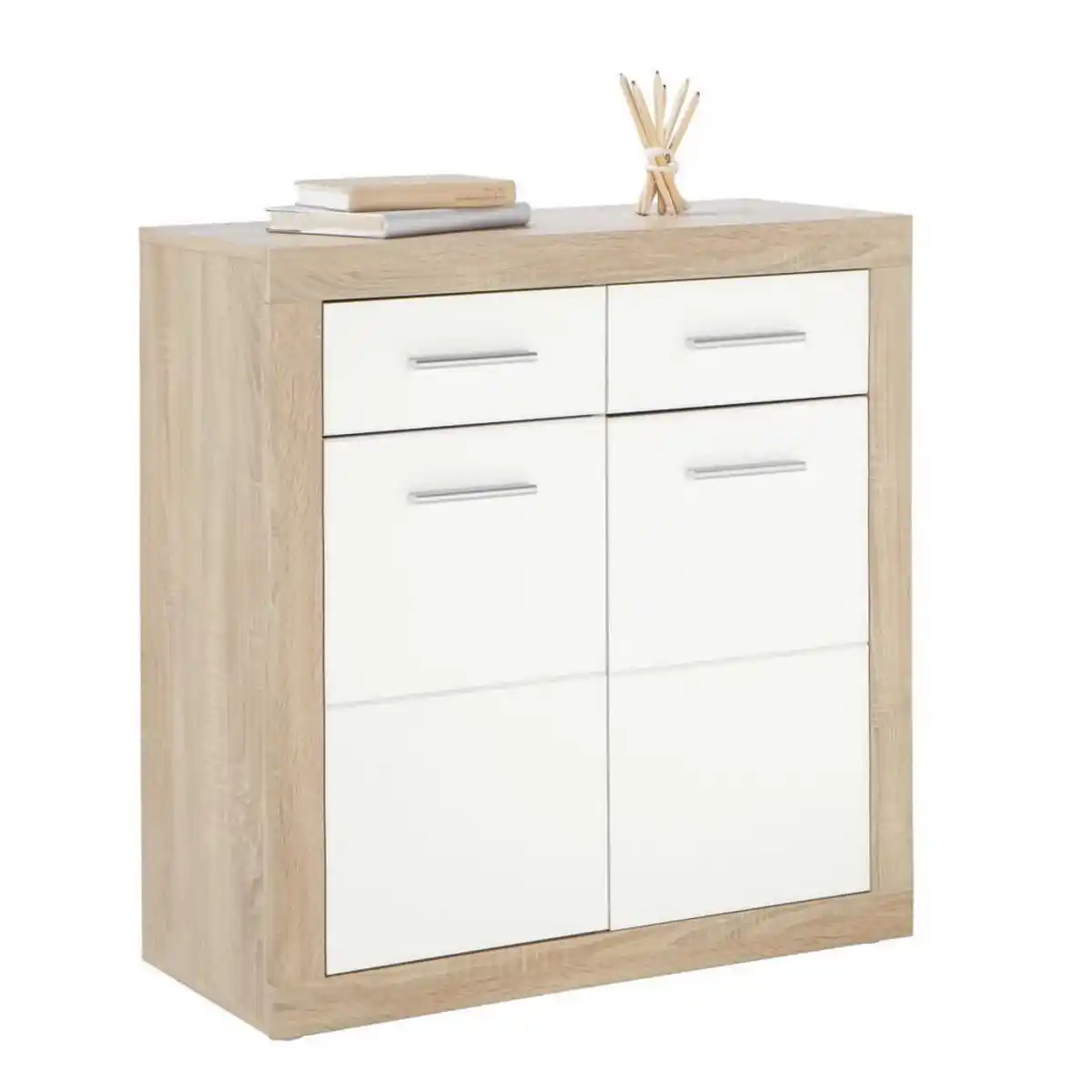 Bild 1 von Xora Kommode, Weiß, Sonoma Eiche, Holz, 1 Fächer, 2 Schubladen, 82x88 cm, Typenauswahl, in verschiedenen Größen erhältlich, Wohnzimmer, Kommoden & Sideboards, Kommoden