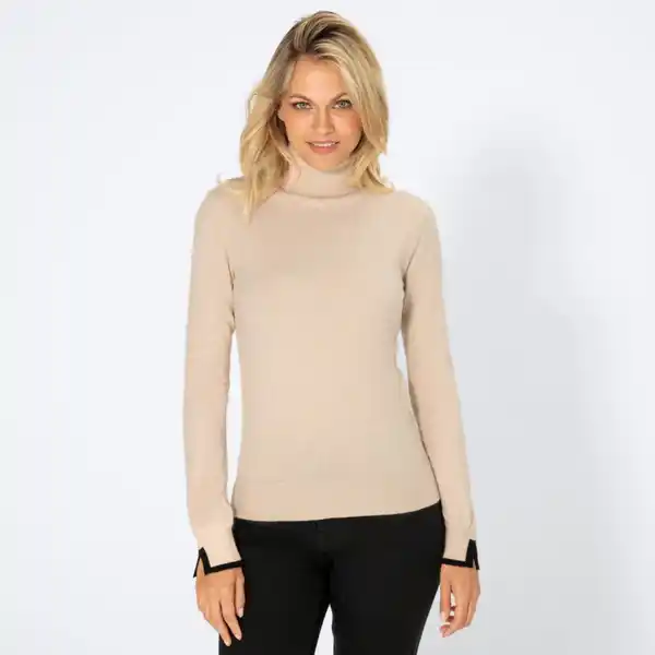 Bild 1 von Damen-Rollkragen-Pullover in verschiedenen Farben, Beige