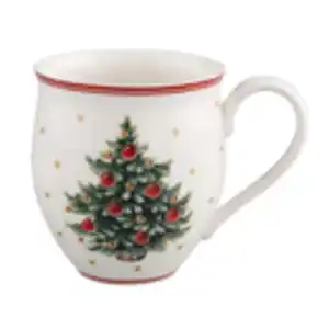 Villeroy & Boch Kaffeebecher Toy´s Delight, Grün, Mehrfarbig, Rot, Weiß, Keramik, Weihnachten, 440 ml, hitzebeständig, Kaffee & Tee, Tassen, Kaffeebecher