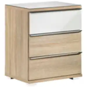 Moderano Nachtschrank, Weiß, Sonoma Eiche, Kunststoff, 3 Schubladen, 51x62x40 cm, Lga, Goldenes M, BQ - Bündnis für Qualität, Made in Germany, Typenauswahl, Schlafzimmer, Nachttische