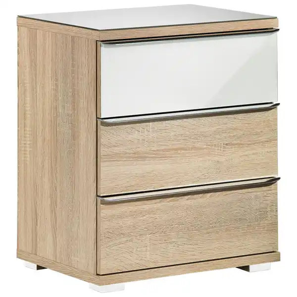 Bild 1 von Moderano Nachtschrank, Weiß, Sonoma Eiche, Kunststoff, 3 Schubladen, 51x62x40 cm, Lga, Goldenes M, BQ - Bündnis für Qualität, Made in Germany, Typenauswahl, Schlafzimmer, Nachttische