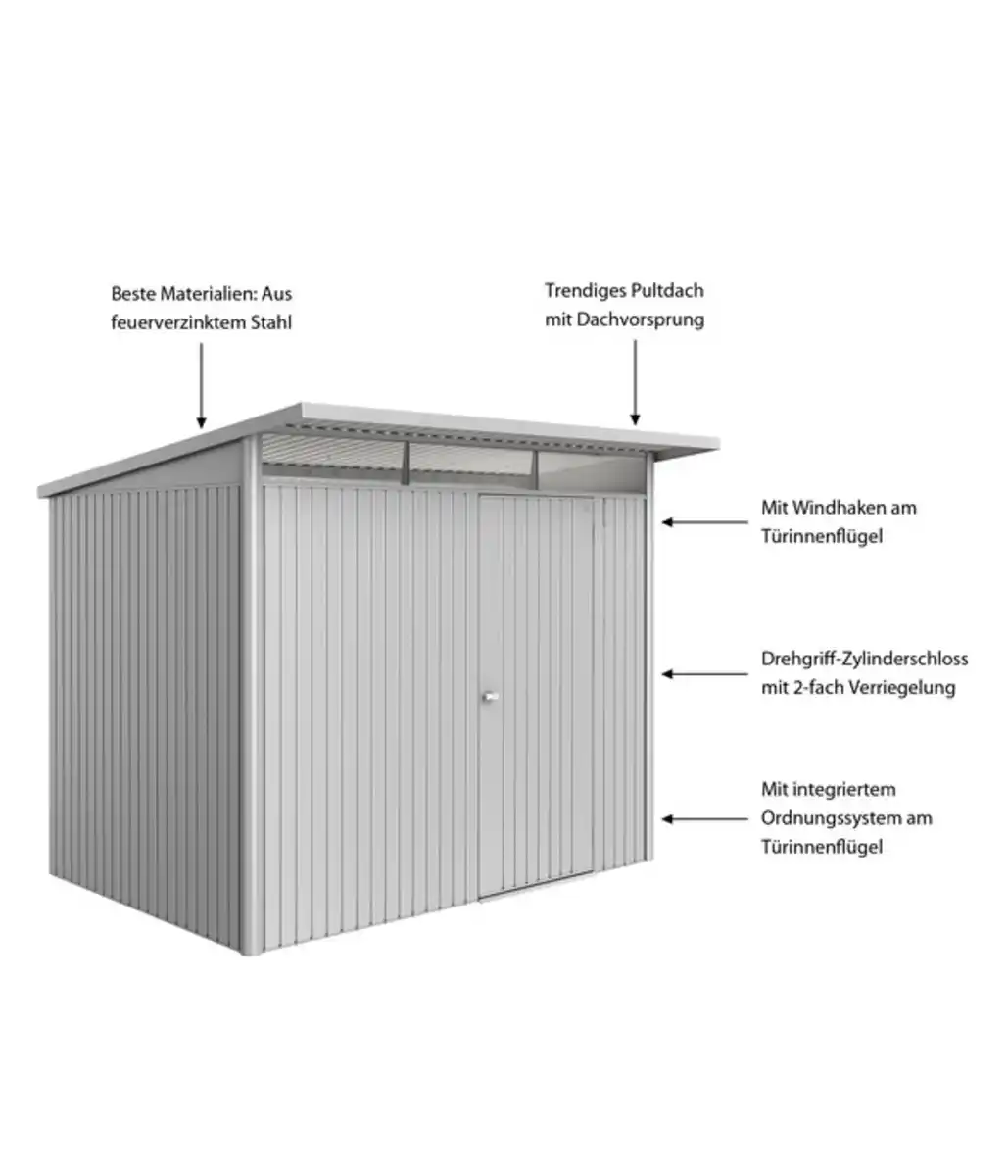 Bild 2 von Biohort Metallgerätehaus AvantGarde ECO A5 silbermetallic, ca. B260/H218/T220 cm