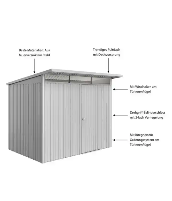 Bild 2 von Biohort Metallgerätehaus AvantGarde ECO A5 silbermetallic, ca. B260/H218/T220 cm