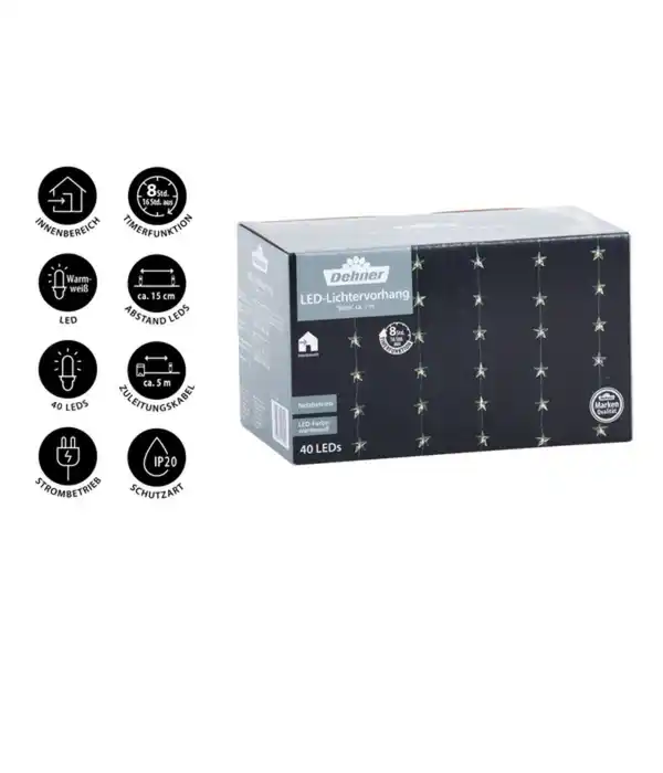 Bild 4 von Dehner LED-Lichtervorhang Stern, 40 LEDs, warmweiß