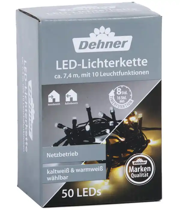 Bild 1 von Dehner LED-Lichterkette, 50 LEDs, warmweiß/kaltweiß