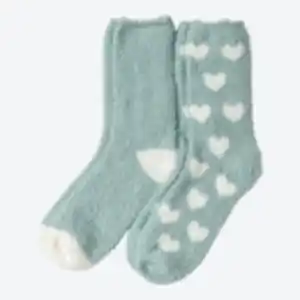 Damen-Kuschelsocken mit unterschiedlichen Musterungen, 2er-Pack, Green