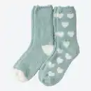 Bild 1 von Damen-Kuschelsocken mit unterschiedlichen Musterungen, 2er-Pack, Green