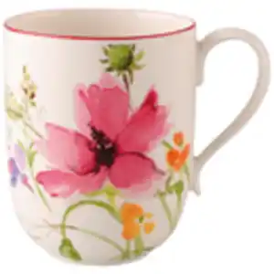 Villeroy & Boch Kaffeebecher Mariefleur Basic, Mehrfarbig, Weiß, Keramik, Floral, 480 ml, Kaffee & Tee, Tassen, Kaffeebecher