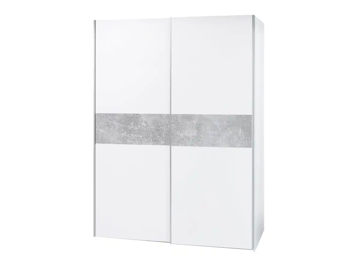 Bild 1 von Schwebetürenschrank weiß - betonoptik - 170 cm - PULS