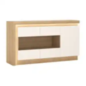 Sideboard Lyon Riviera Eiche-Optik Weiß Hochglanz