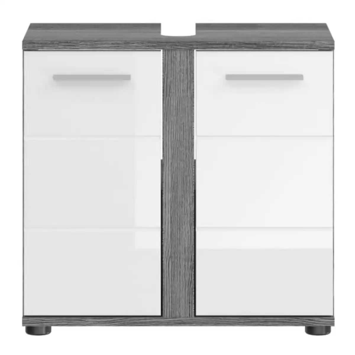 Bild 1 von Waschbeckenunterschrank Blake Rauchsilber/Weiß Hochglanz 60x57x34 cm