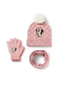 C&A Minnie Maus-Set-Bommelmütze, Loop Schal und Handschuhe, Rosa, Größe: 98-104