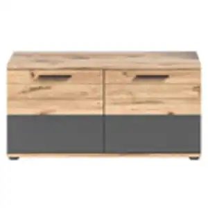 Sitzbank Mason, Basalt grau Nox Oak braun 90x45x37 cm