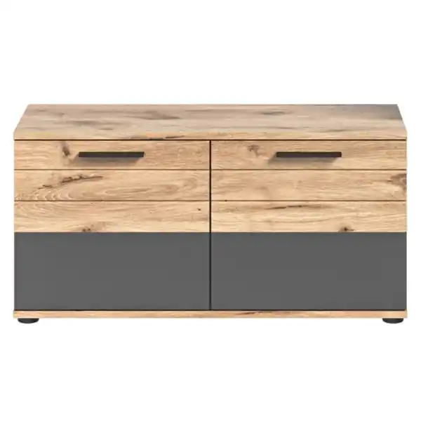 Bild 1 von Sitzbank Mason, Basalt grau Nox Oak braun 90x45x37 cm