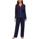 Bild 1 von U2SKIIN Schlafanzug Damen lang 100% Baumwolle, Pyjama Damen weiche Pyjamas Set leichte Nachtwäsche Schlafanzüge für Damen Zweiteiler Pyjama Set Damen