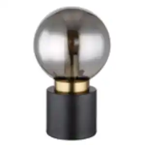 GLOBO Retrofit Tischlampe Marka Schwarz-Messingfarbig /Rauchfarbig 15x15cm H24,5cm