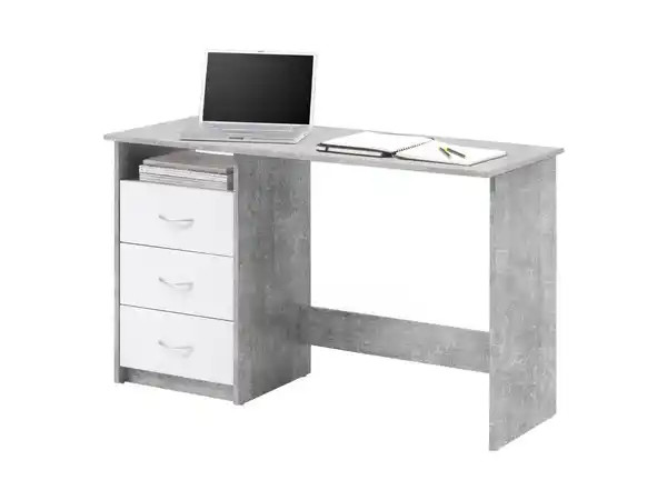 Bild 1 von Computerschreibtisch Betonoptik - weiß 120 cm - ADRIA