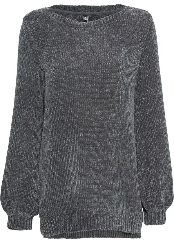 Bild 1 von Chenille-Longpullover, 32/34, Grau