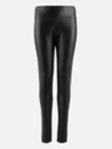 Mädchen Leggings in Lederoptik Schwarz