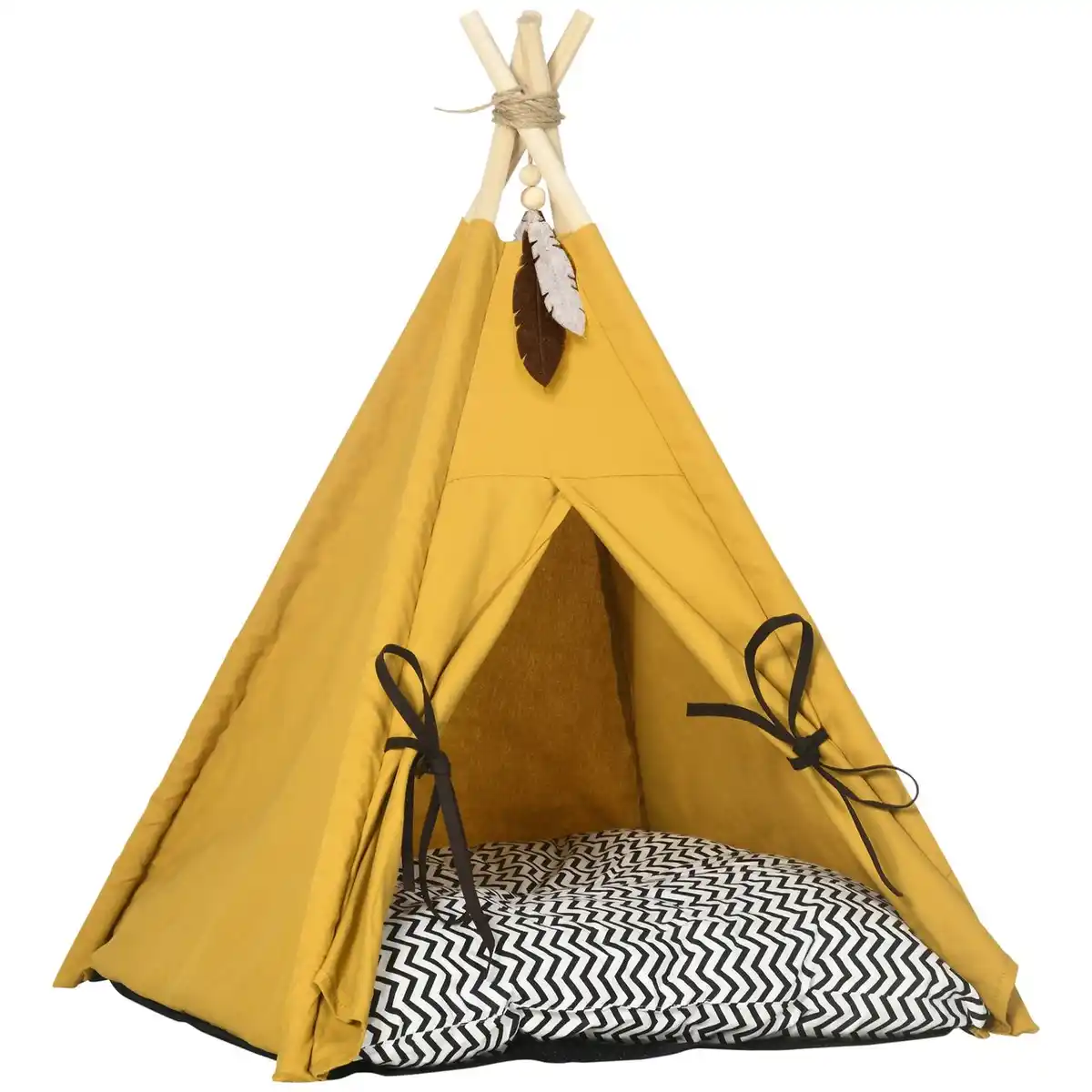 Bild 2 von Katzenhöhle, Katzenzelt, Tierbett im Tipi-Design, Katzenhaus, Gelb