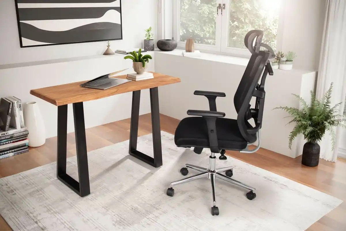 Bild 3 von Schreibtisch 118 cm Akazie Massivholz Bürotisch Laptoptisch Baumkante