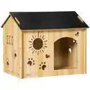 Bild 1 von Hundehütte aus Holz Kleintierhaus mit Lüftungsöffnungen Hundehaus mit Dach Hundehöhle Indoor MDF Eic