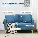 Bild 4 von 2-Sitzer Sofa Doppelsofa in Leinenoptik, Zweisitzer mit Kissen bis 150 kg Blau