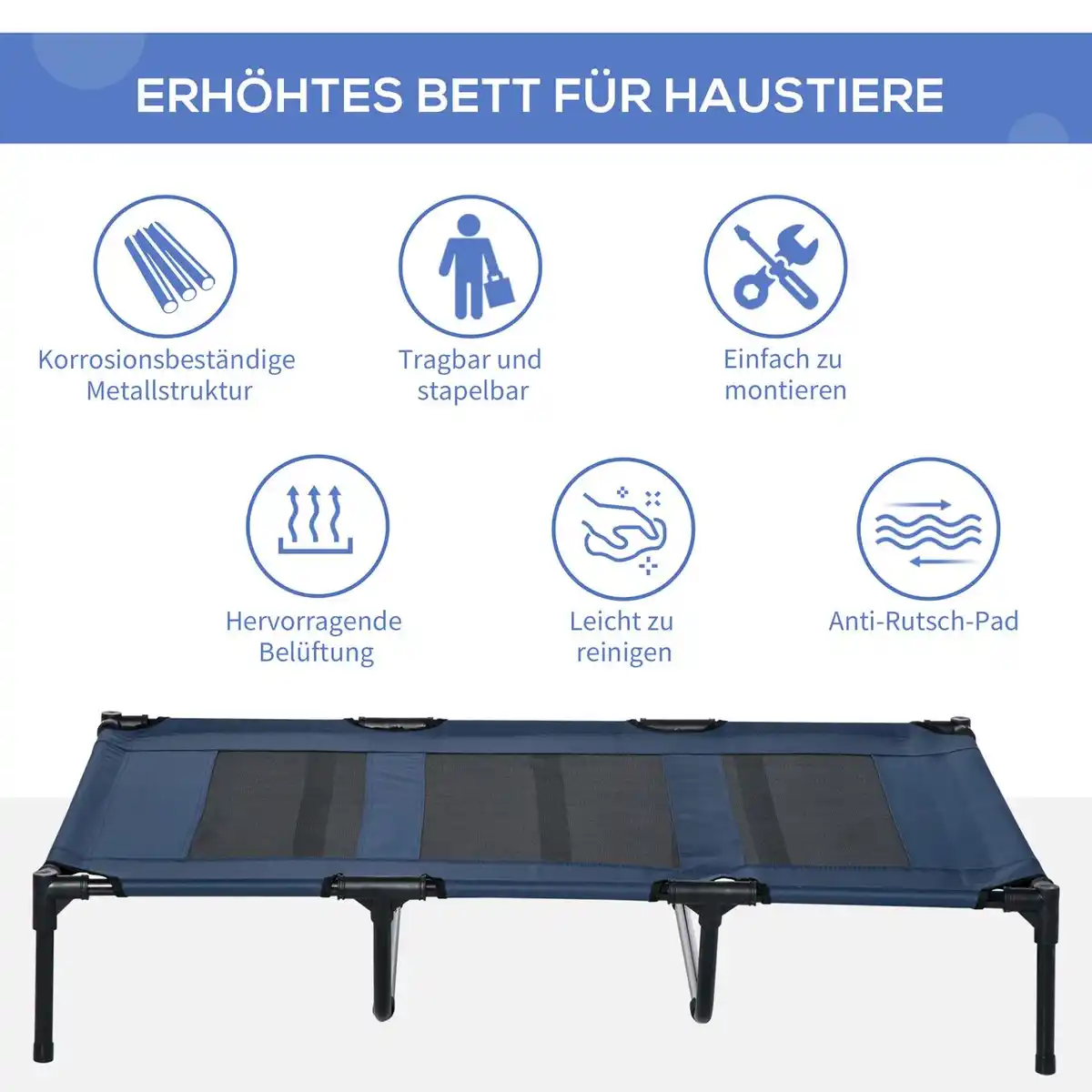 Bild 4 von Hundeliege outdoor Hundebett Katzenbett Haustierbett Schlafplatz Blau