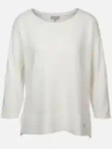 Damen Ottoman Shirt in Ripp-Optik Weiß