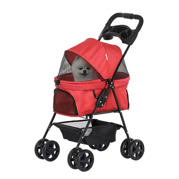 Bild 1 von Hundewagen Pet Stroller für kleine Hunde Haustierwagen Oxford Rot