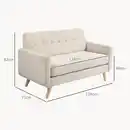 Bild 3 von 2 Sitzer Sofa, Couch mit Dickem Sitz- und Rückenkissen, Samtoptik, Beige