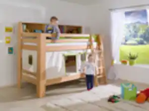 Relita Etagenbett Jan mit Bücherregal und Vorhang