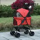 Bild 2 von Hundewagen Pet Stroller für kleine Hunde Haustierwagen Oxford Rot