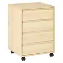 Bild 1 von Rollcontainer Aktenschrank Büroschrank mit 4 Schubladen Lagerschrank MDF Natur