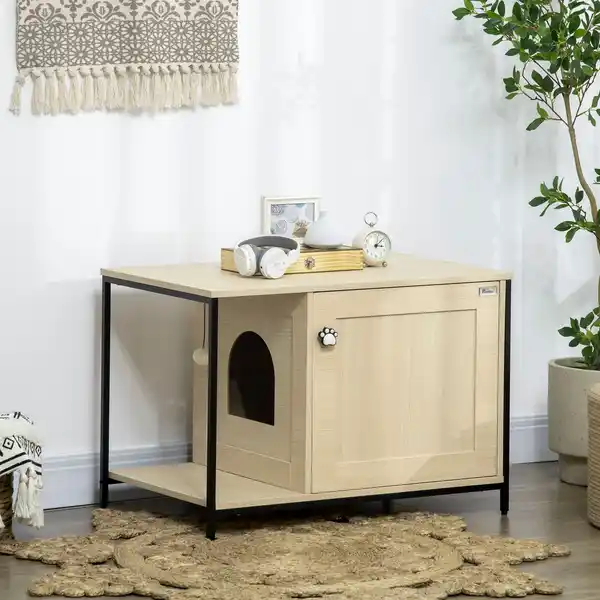 Bild 3 von Katzenschrank für Katzentoilette, Katzenklo mit Tür, Katzenhaus, Eiche