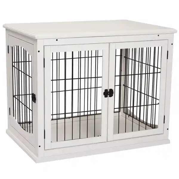 Bild 2 von Hundehütte mit Tischoberfläche, Hundebox für innen, Hundekäfig für Zuhause, 2 Türen, Tierkäfig, Haus