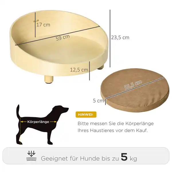 Bild 3 von Erhöhtes Hundebett mit Kissen runde Haustierbett für minimale Hunde Natur