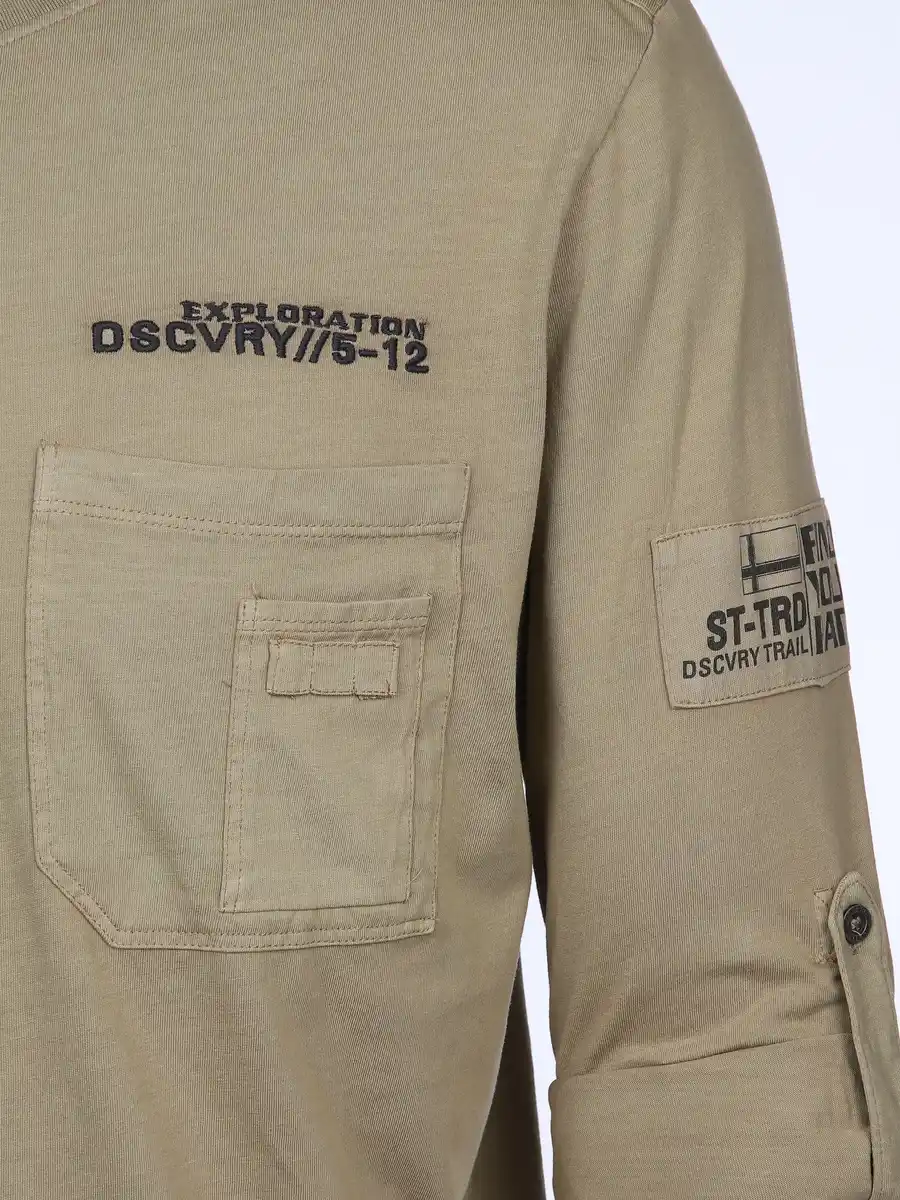 Bild 3 von Herren Shirt mit Brusttasche und Stickerei Beige