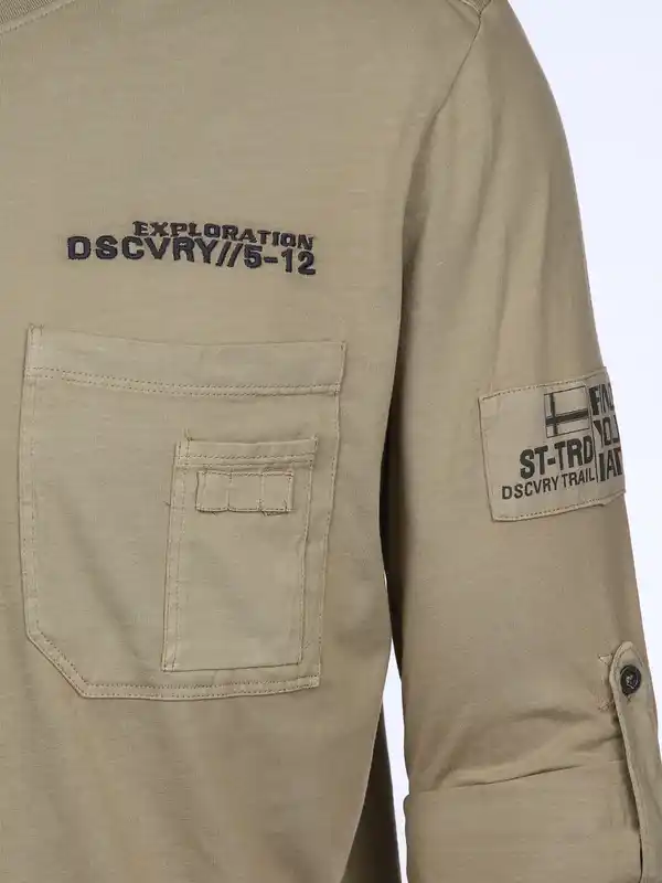 Bild 3 von Herren Shirt mit Brusttasche und Stickerei Beige