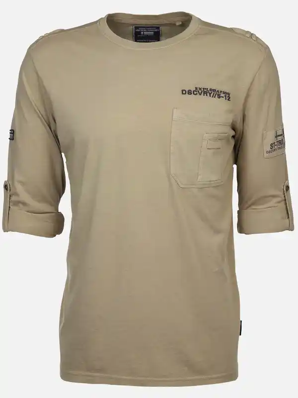 Bild 1 von Herren Shirt mit Brusttasche und Stickerei Beige