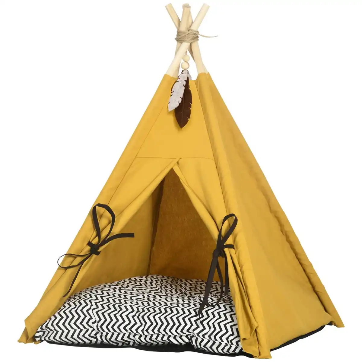 Bild 4 von Katzenhöhle, Katzenzelt, Tierbett im Tipi-Design, Katzenhaus, Gelb