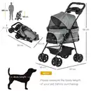 Bild 3 von Hundewagen Pet Stroller für kleine Hunde Haustierwagen Oxford Grau