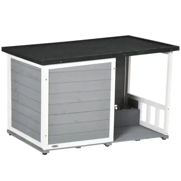 Bild 2 von Hundehütte, Tannenholz, Hundehaus, Kleintierhaus mit 2 Schüsseln, Outdoor