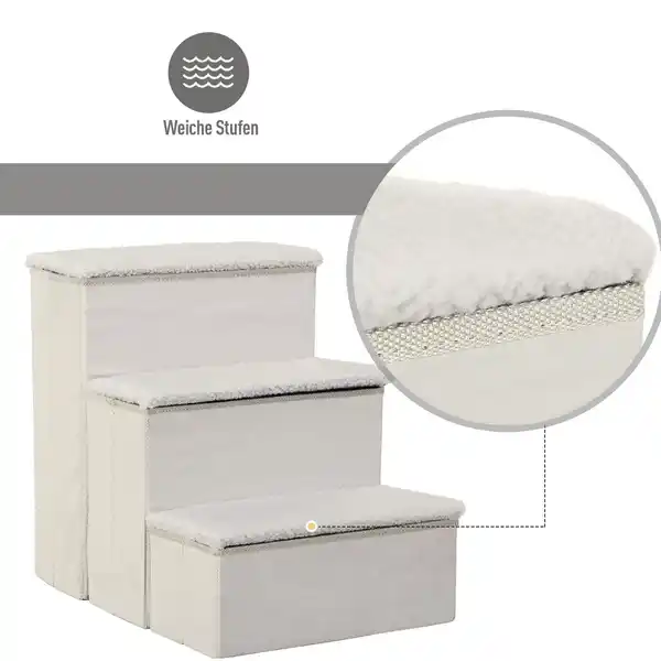 Bild 4 von Haustiertreppe Katzentreppe Hundetreppe Faltbar Tiertreppe mit Stauraum Weiß MDF 40 x 54 x 48 cm