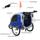 Bild 3 von Hundeanhänger Fahrradanhänger Jogger Hunde Anhänger 2 in1 Anhänger Blau