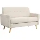 Bild 1 von 2 Sitzer Sofa, Couch mit Dickem Sitz- und Rückenkissen, Samtoptik, Beige